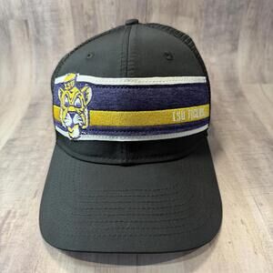 LSU Tigers New Era Black Striped 9SEVENTY Trucker Stretch-Snap Adjustable Hat